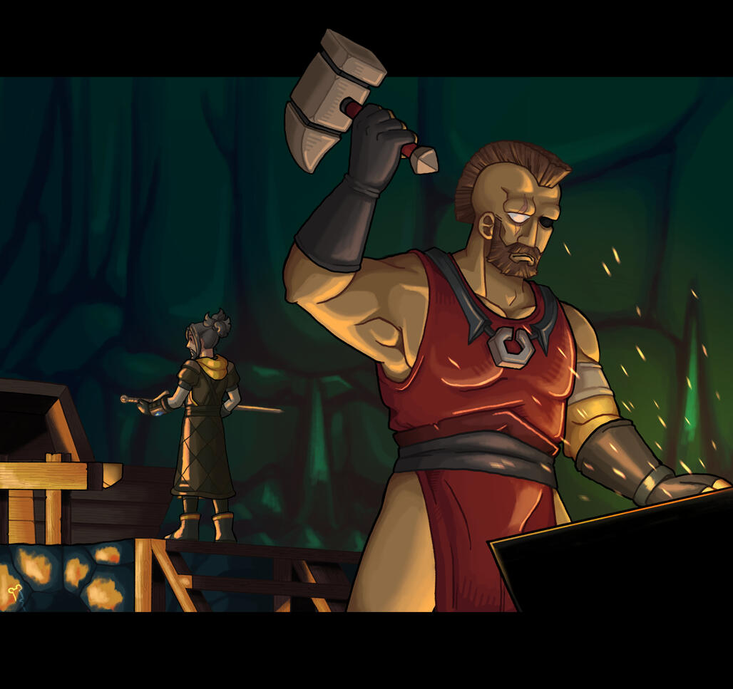 Digital painting celebrating the 3rd Anniversary of Giants' Foundry being added to Old School RuneScape in 2025.
